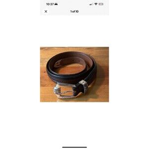 Brighton Men’s 43” Onyx Collection 12200 Brown Braided Style Leather Belt Silver